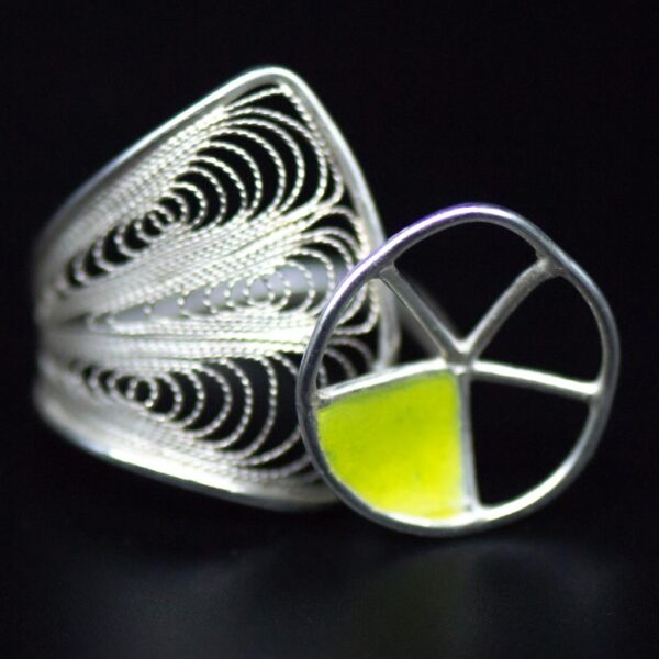 Modern Filigree and Enamel Ring chartreuse