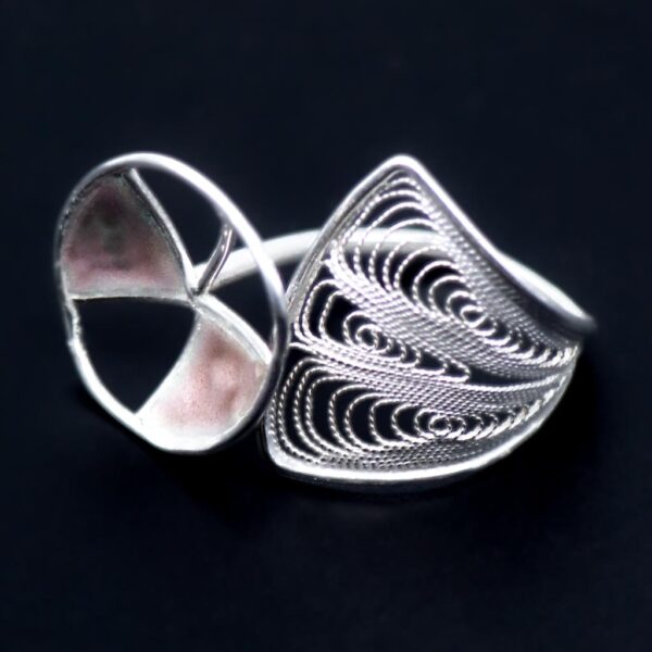 Modern Filigree and Enamel Ring pink side