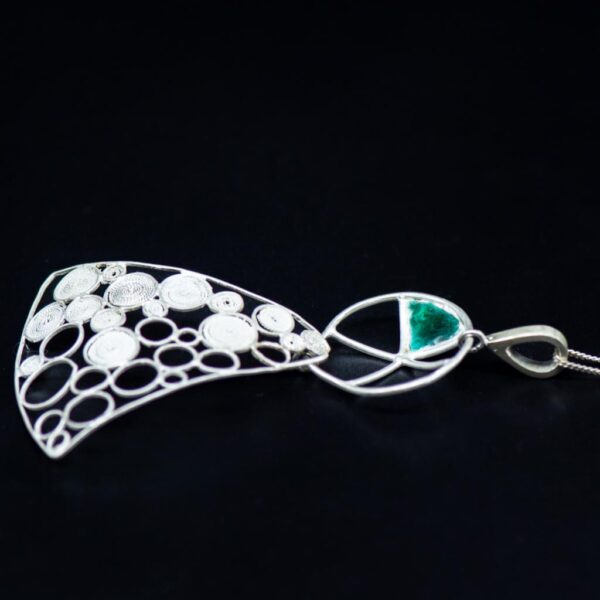 Enamel and Silver Filigree Pendants side