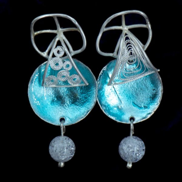 Silver Earrings with Enamel turquoise