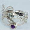 Designer Silver Cuff Bangle with Gemstones bottom