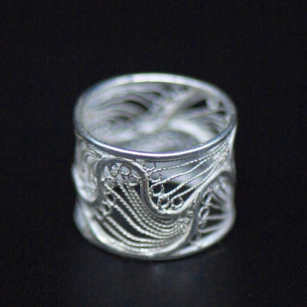 Maltese filigree wide band ring side