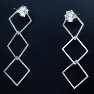 Rectangular Drop Earrings with Gemstones
