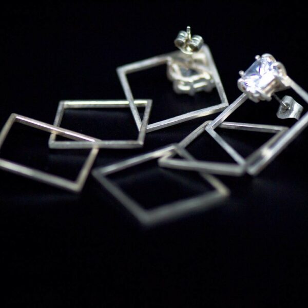 Rectangular Drop Earrings with Gemstones