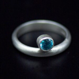 Silver Ring with Turquoise Cubic Zirconium