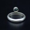 Silver Ring with Turquoise Cubic Zirconium back view