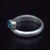 Silver Ring with Turquoise Cubic Zirconium side view