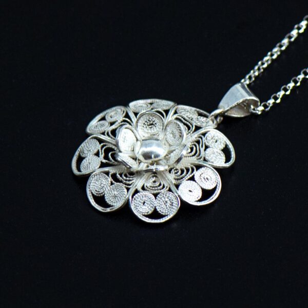 Elegant filigree floral pendant side 1