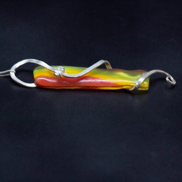 Maltese glass silver pendant angled other side