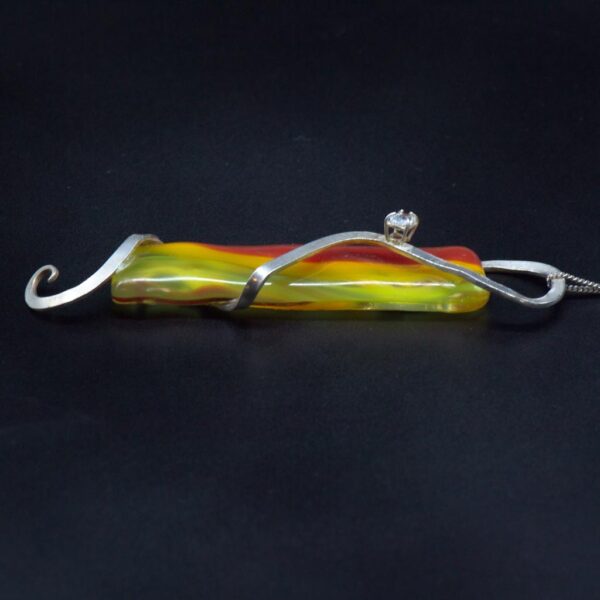 Maltese glass silver pendant angled flat