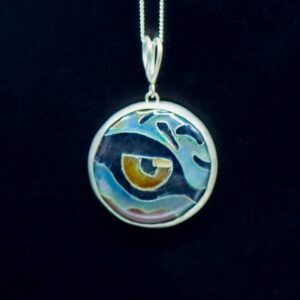 White Tiger's Eye Cloisonné Enamel Pendant