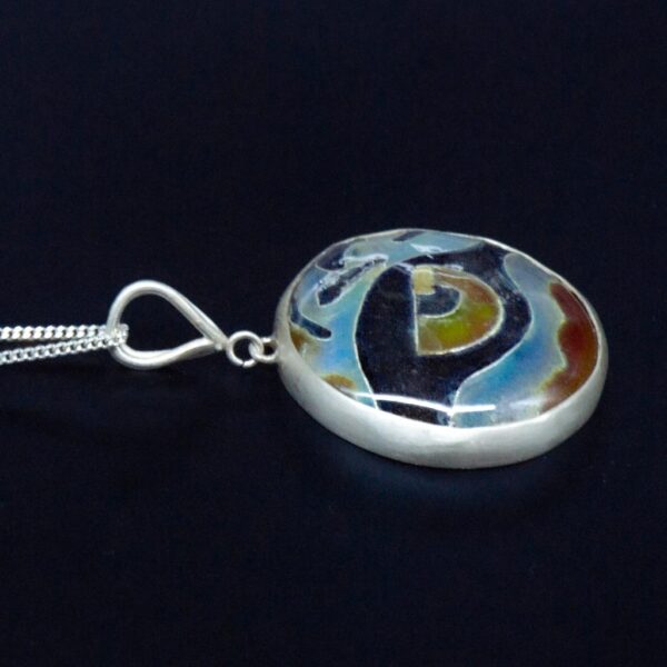 White Tiger's Eye Cloisonné Enamel Pendant side