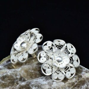 Elegant floral silver filigree bridal earrings