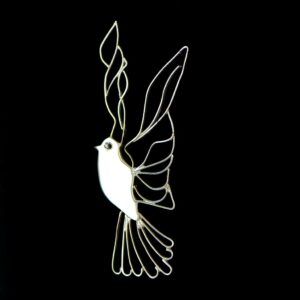 Modern silver dove lapel pin