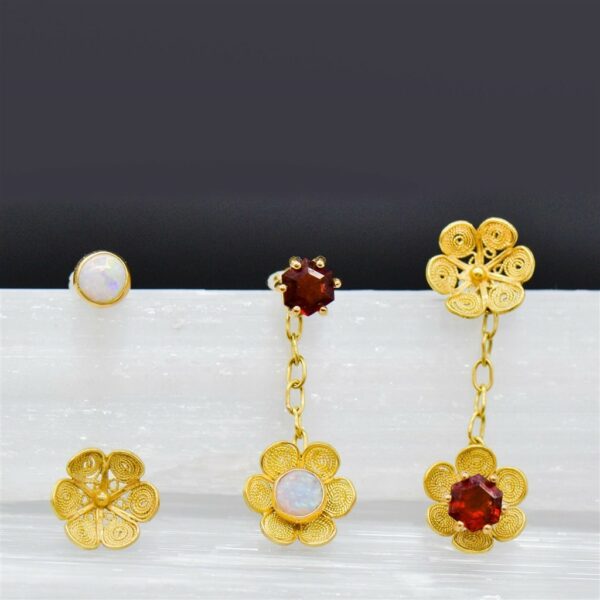 Personalised gold filigree mix and match earrings