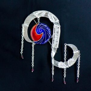 Indian wedding garland inspired silver brooch hanging