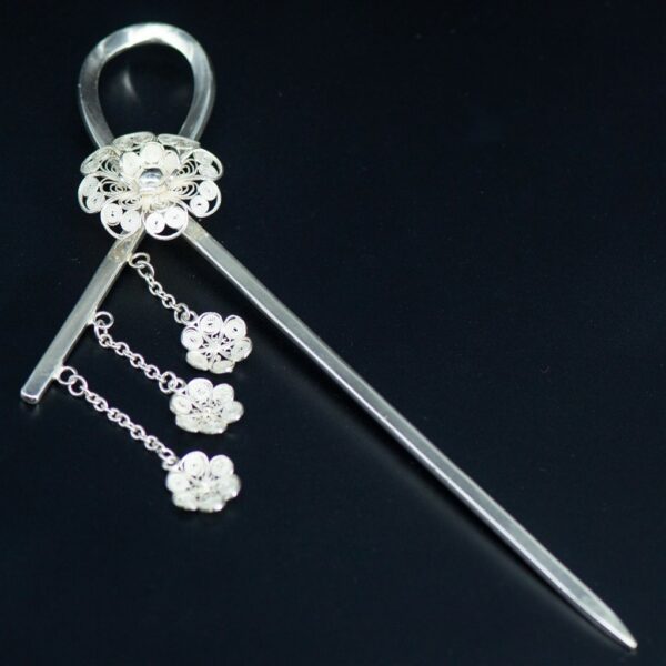 Silver Filigree Wedding Hair Pin - Tara Lois Jewellery