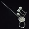 Silver filigree wedding hair pin top view