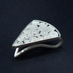 Contemporary silver filigree clip for pocket or tie