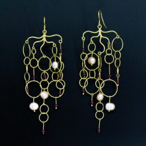 Dangling designer gold waterfall earrings pair hanging