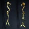 Bespoke dangling gold helix earrings