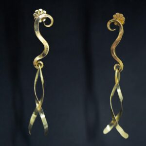 Bespoke dangling gold helix earrings