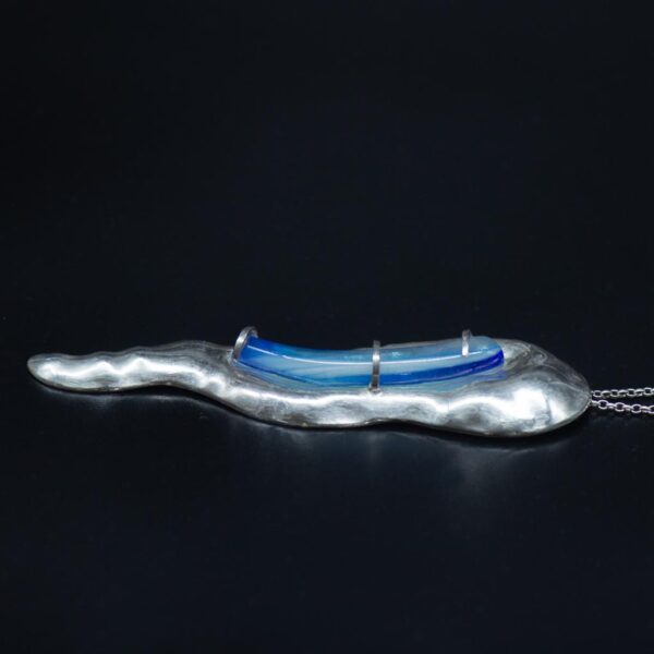 Blue Glass Summer Silver Pendant side