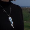 Blue Glass Summer Silver Pendant worn