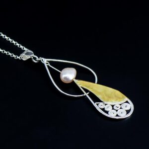 Sailing Jewellery Pendant with Filigree Sail Outline and Pearl side