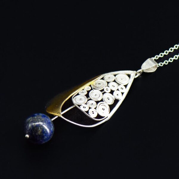 Sailing jewellery largest pendant part filigree with lapis lazulai side 1