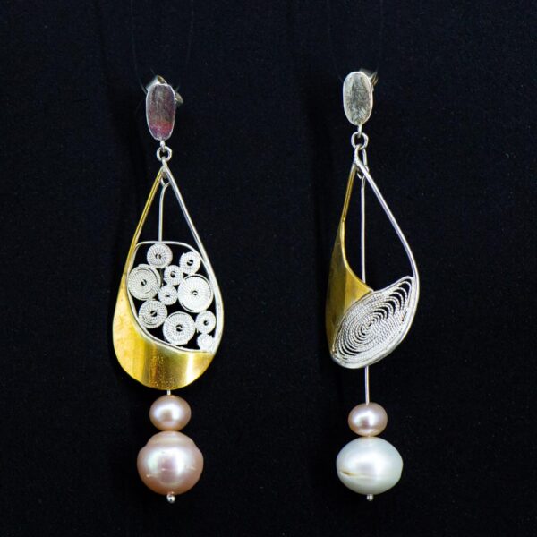 Sailing jewellery medium sail earrings pink pearls