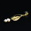 Sailing jewellery small gold sail earring pink pearls side 1