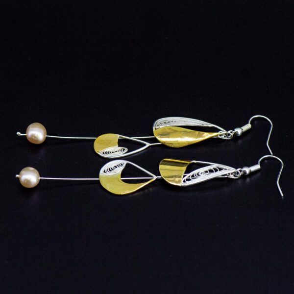 Sailing jewellery small layered dangling earrings pearl side