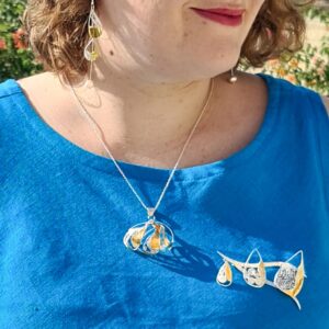 Sailing jewellery triple pendant worn