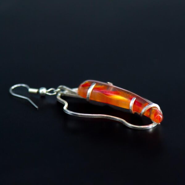 Vibrant Glass & Silver Contour Earrings side 1
