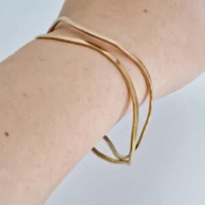 Elegant Gold Double Bangle worn