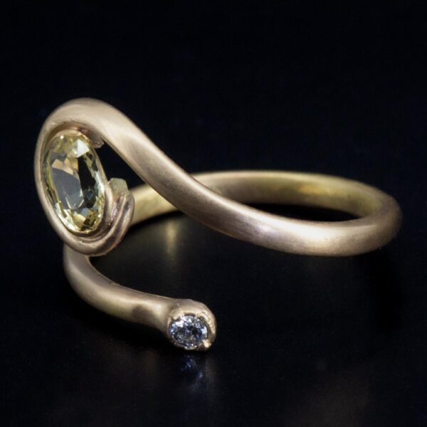 contemporary sapphire and diamond ring side